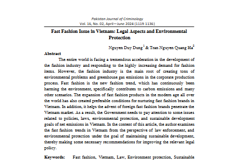 (PDF) Fast Fashion Issue in Vietnam: Legal Aspects and Environmental Protection